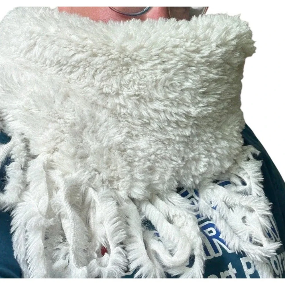 Free People Infinity Scarf Fringe Soft White Multifunctional‎